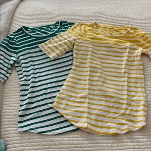 Banana Republic Set of 2 Striped Scoop Neck Sleeve Tees both size Small